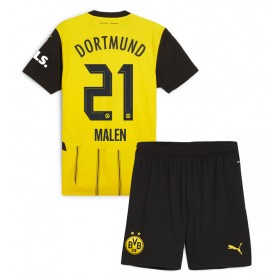 Borussia Dortmund Donyell Malen #21 Hemmakläder Barn 2024-25 Kortärmad (+ Korta byxor)